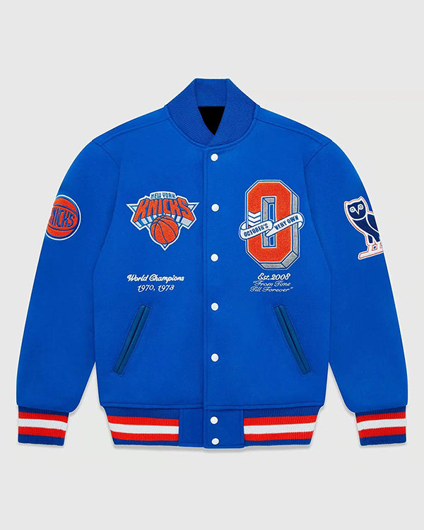 OVO NBA New York Knicks Blue Varsity Jacket