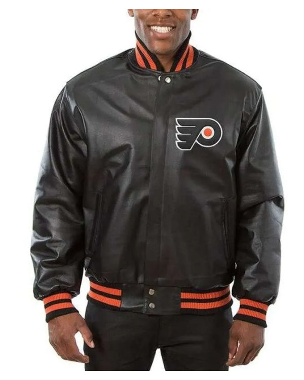 Philadelphia Flyers Black Leather Jacket