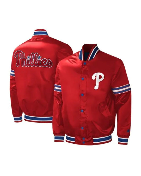 Philadelphia Phillies Midfield Red Satin Jacket