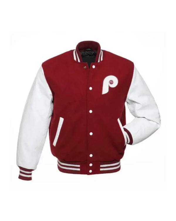 Philadelphia Phillies Varsity Burgundy And White Jacket