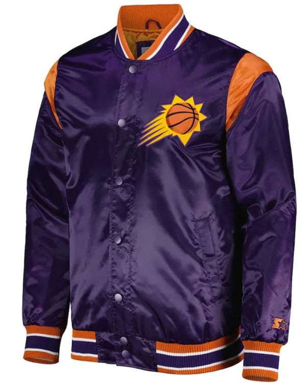 Phoenix Suns Force Play Purple Varsity Satin Jacket