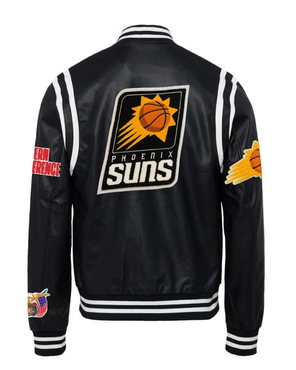 Phoenix Suns Vegan Black / White Leather Jacket