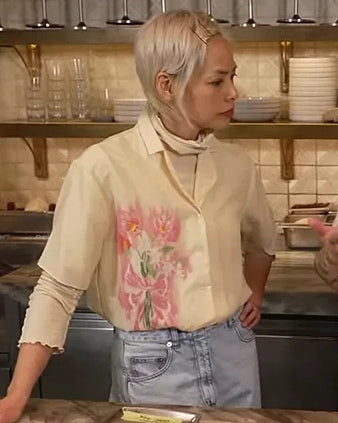 Pilar Valdes Drew Barrymore Off White Shirt