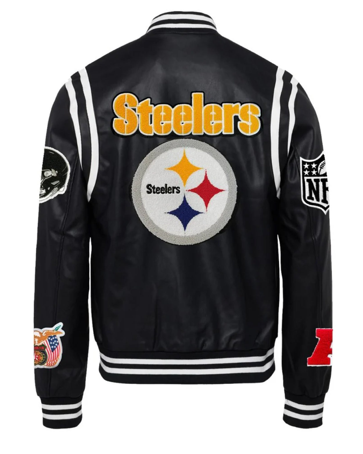 Pittsburgh Steelers Black/White Vegan Leather Jacket