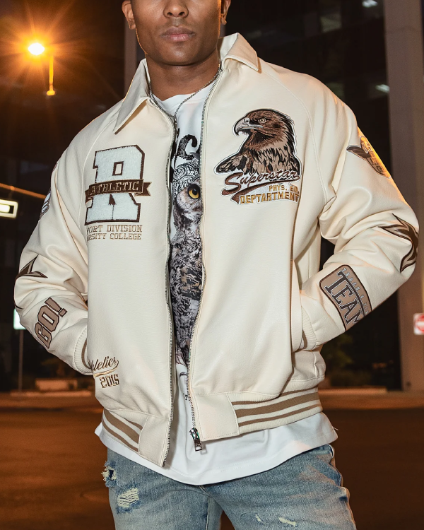 RM USA Cream Varsity Jacket