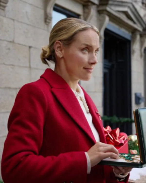 Rachel Skarsten The Christmas Charade 2024 Red Wool Coat