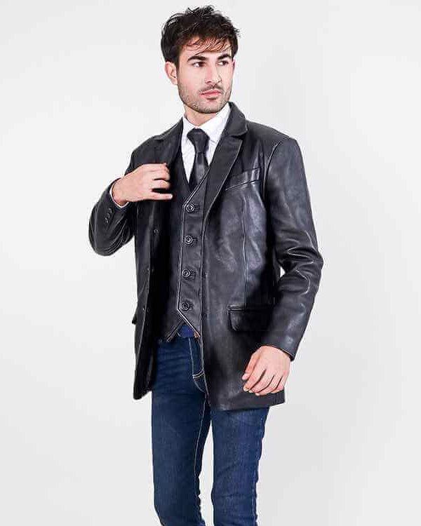 Ray Cutler Black Leather Blazer