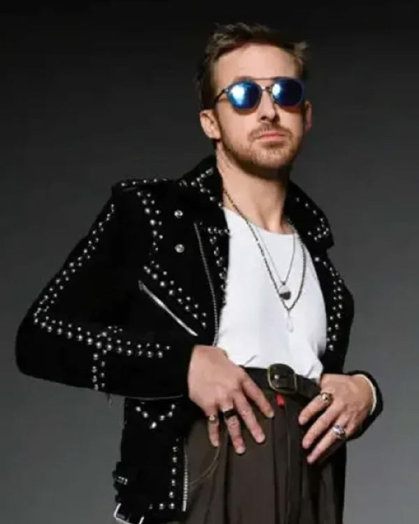 SNL Ryan Gosling Black Studded Leather Jacket