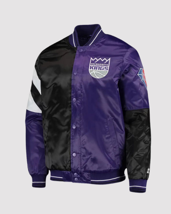 Sacramento Kings 75th Anniversary Leader Black And Purple Satin Jacket