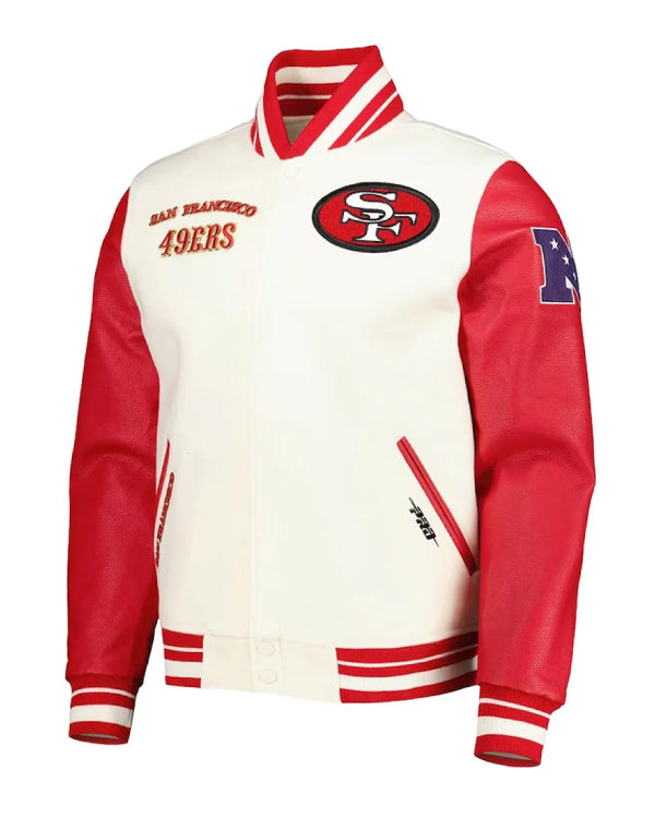 San Francisco 49ers Retro Classic Cream and Red Varsity Jacket