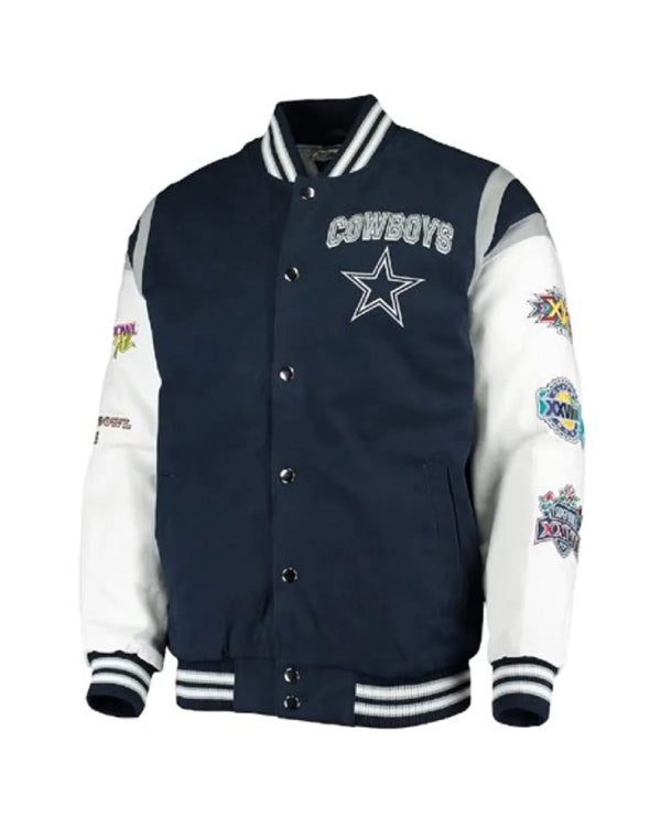 Super Bowl 5x Champions Dallas Cowboys Navy/White Varsity Jacket