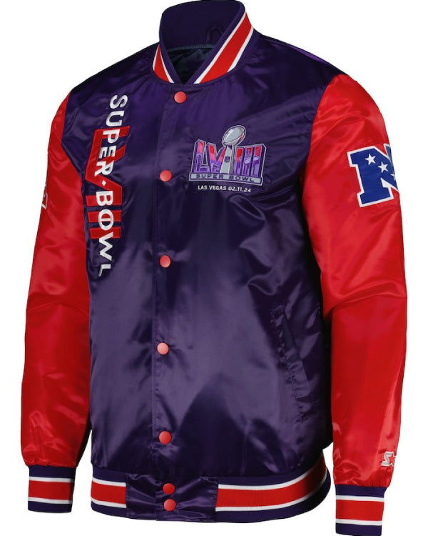 Super Bowl LVIII Starter Purple Varsity Jacket