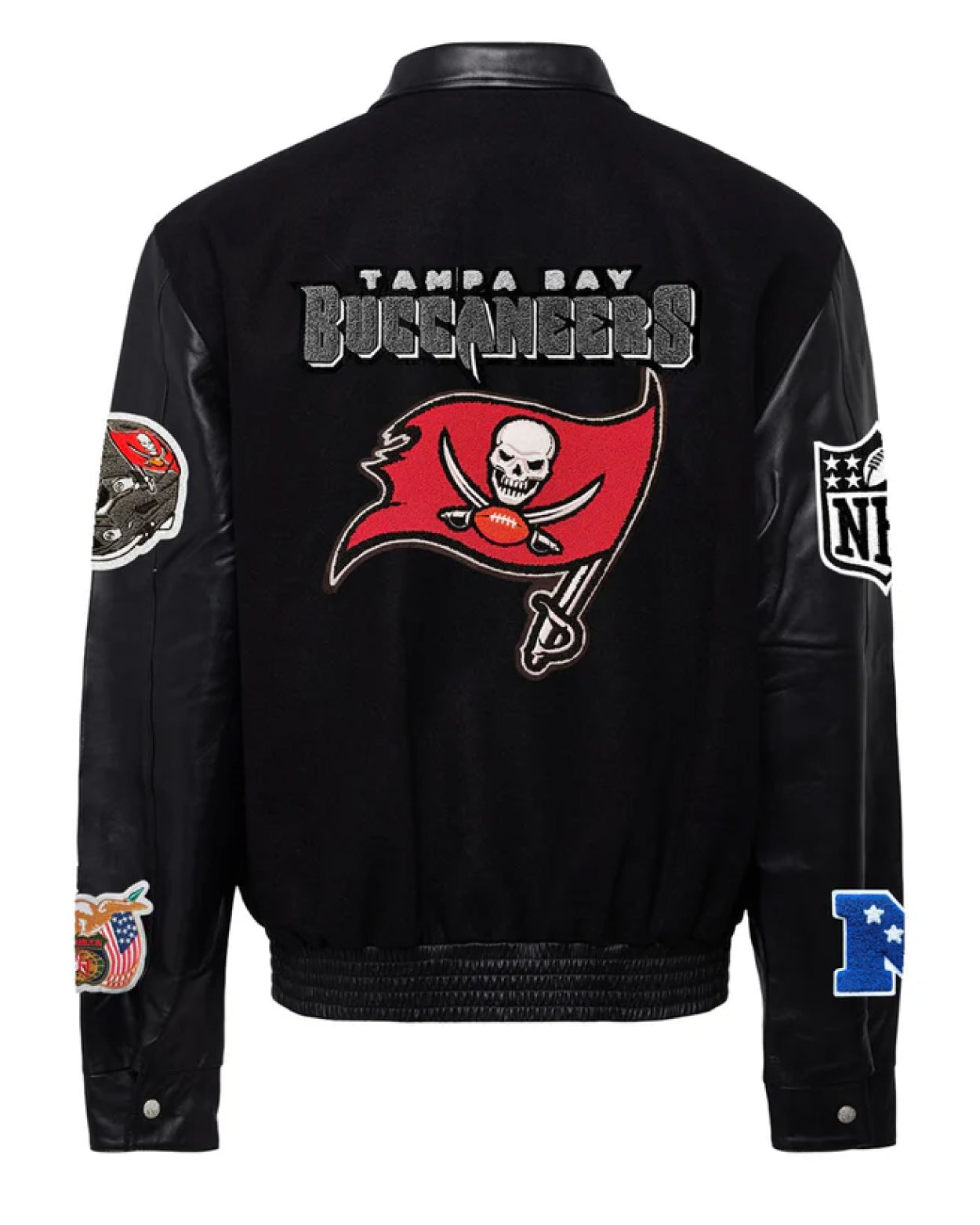 Tampa Bay Buccaneers Black/black Wool & Leather Jacket