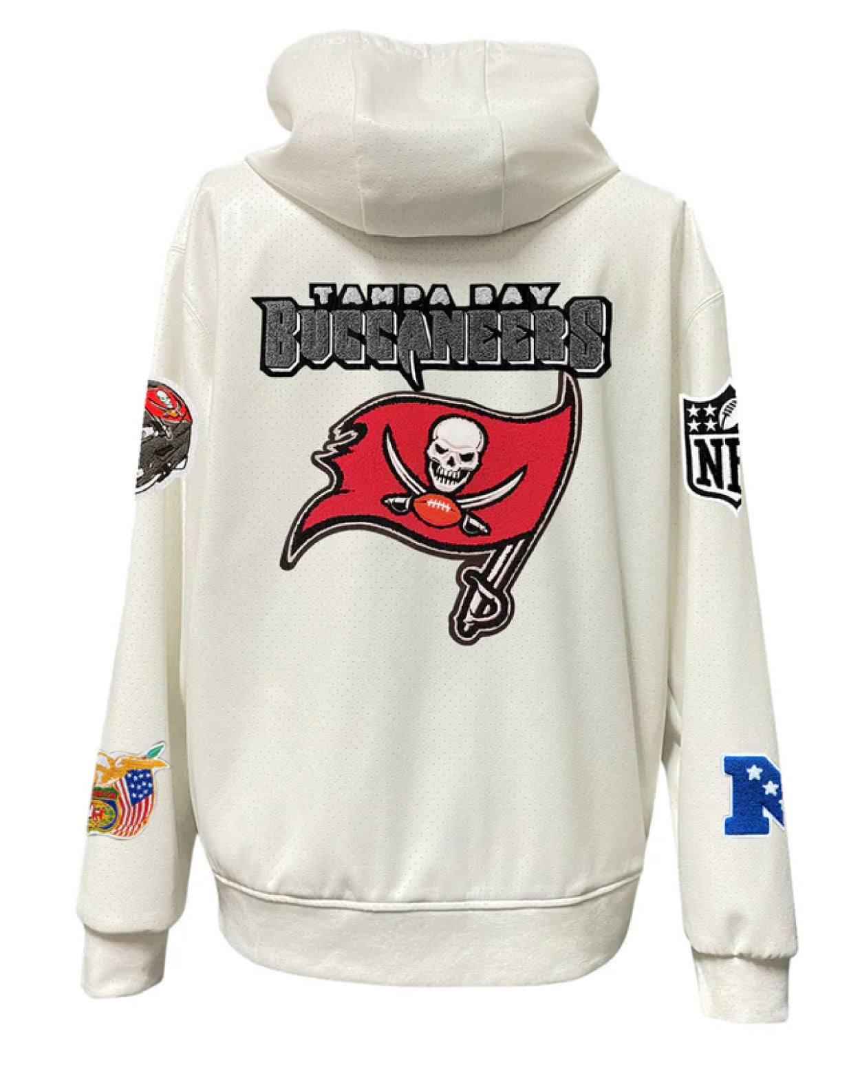 Tampa Bay Buccaneers Lightweight White Vegan Zip-up Hooded Jacket