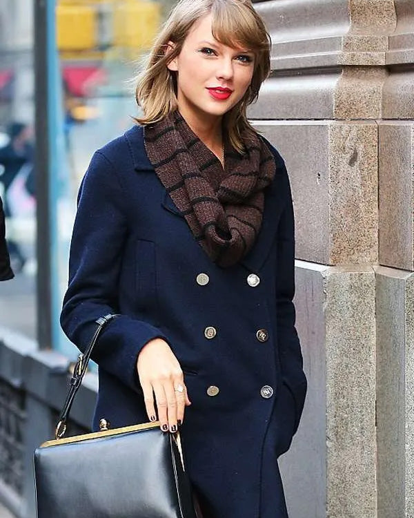 Taylor Swift Street Style Blue Coat