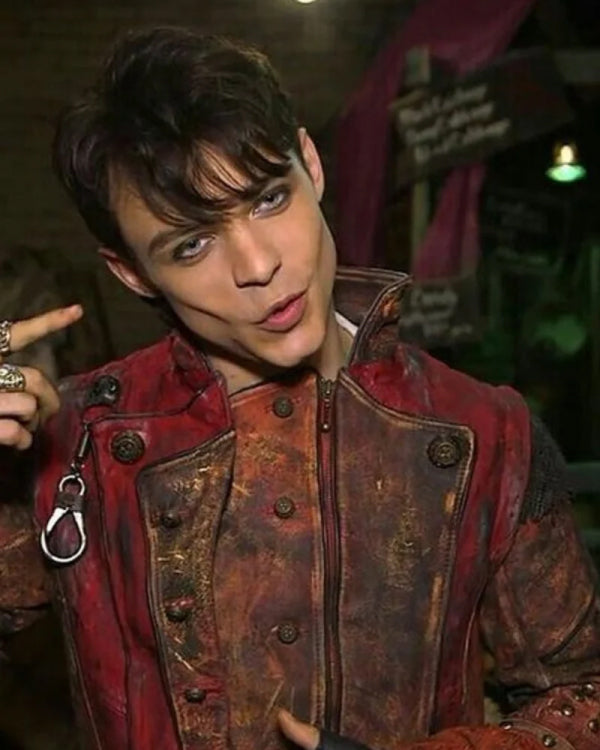 Thomas Doherty Descendants 2 Red Studded Leather Coat