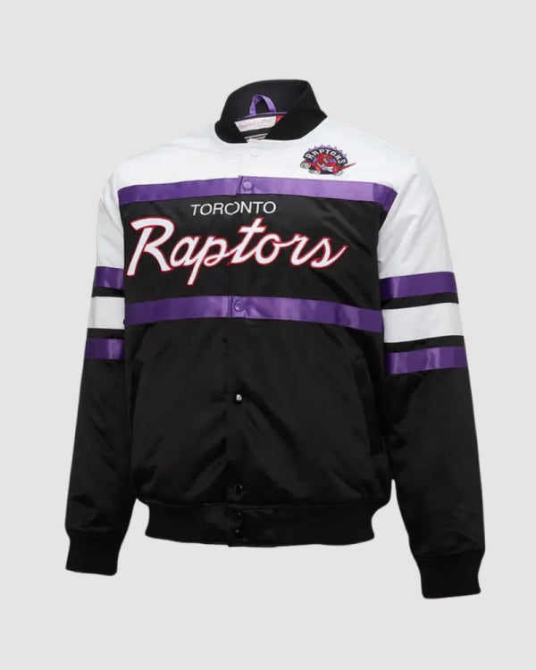 Toronto Raptors Hardwood Classic Script Black Satin Jacket