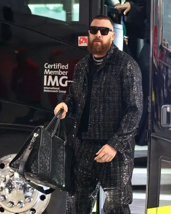 Super Bowl 2024 Travis Kelce Black Suit