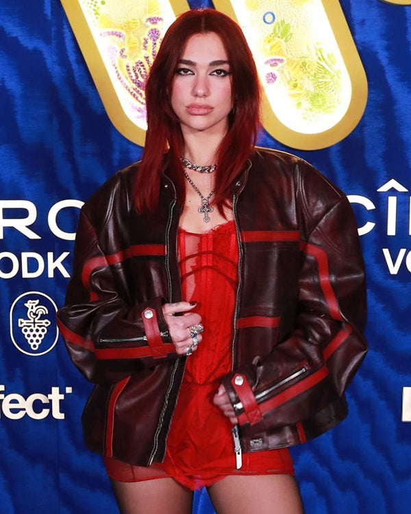 Dua Lipa Brit Awards Afterparty 2024 Oversized Leather Jacket