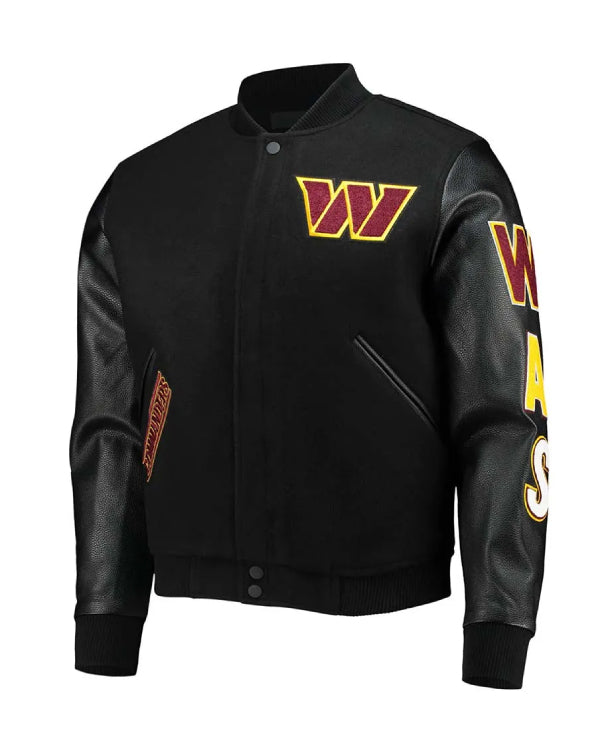 Washington Commanders Black Letterman Jacket