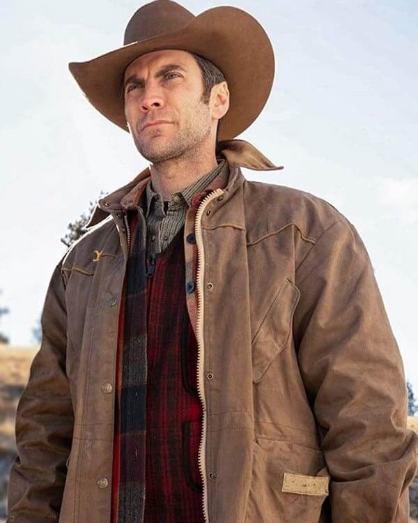 Wes Bentley Yellowstone Jamie Dutton Brown Leather Jacket