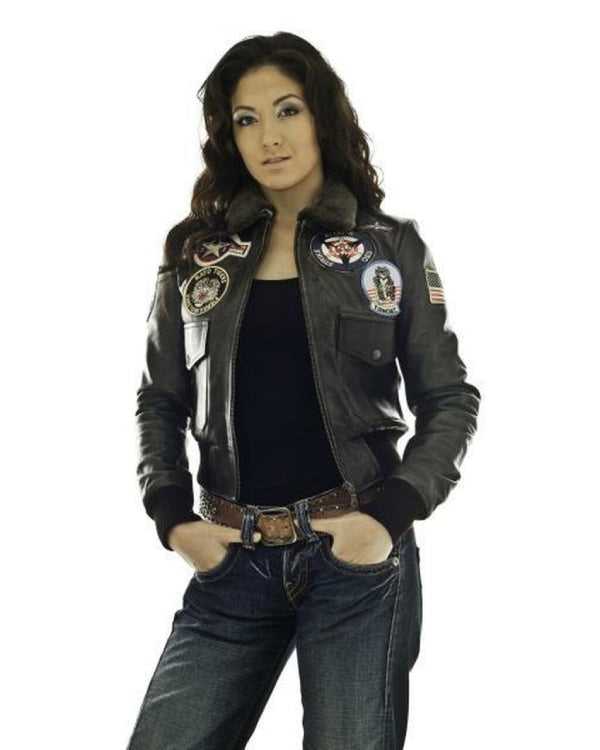 Women’s Top Gun Black Leather Jacket