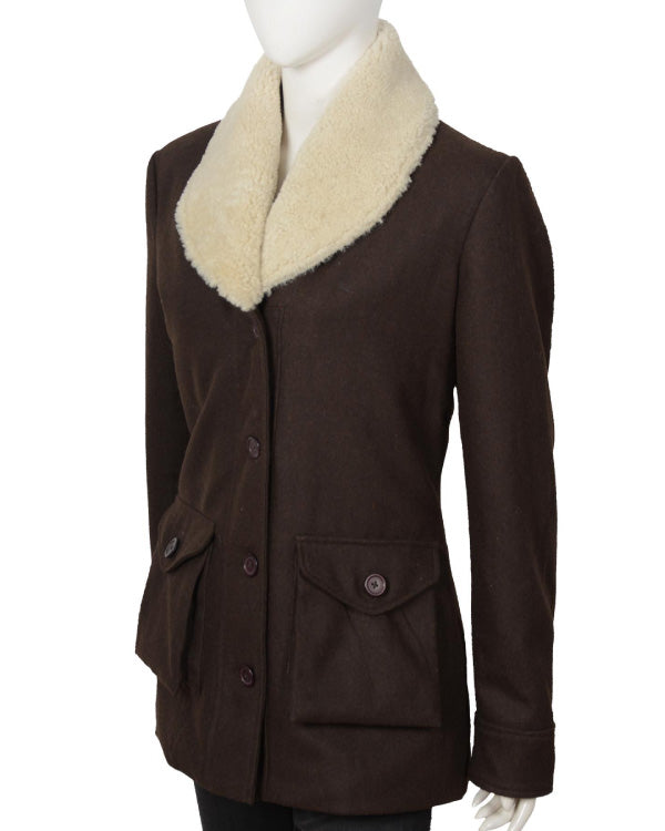 Beth Dutton Yellowstone Shearling Wool Coat