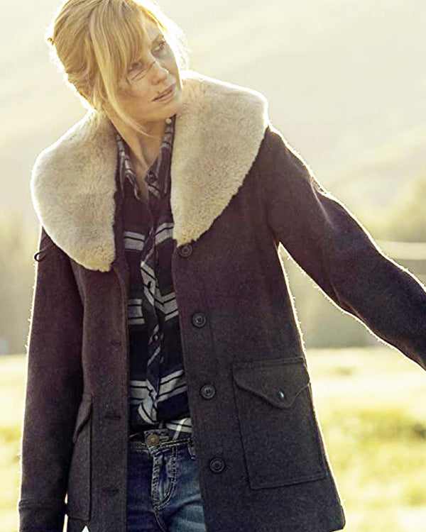 Beth Dutton Yellowstone Shearling Wool Coat