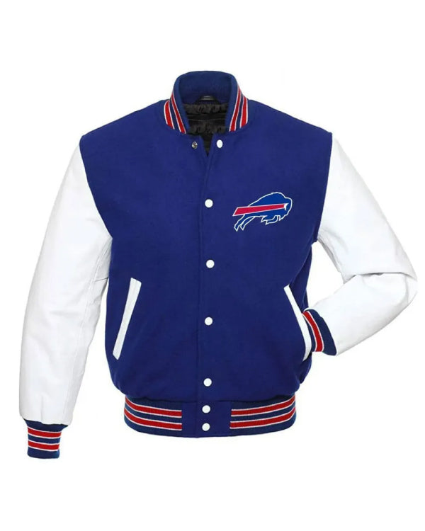 Buffalo Bills Blue and White Letterman Jacket