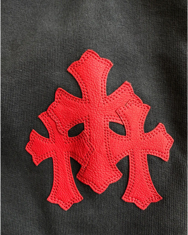 Chrome Hearts Navy & Red Triple Cross Patch Paper Jam Hoodie