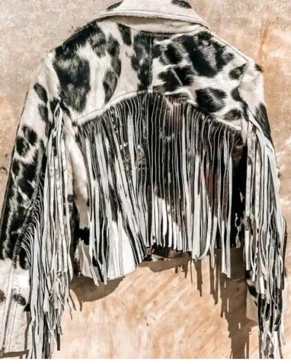 Cowhide Fringe Black And White Fur Jacket