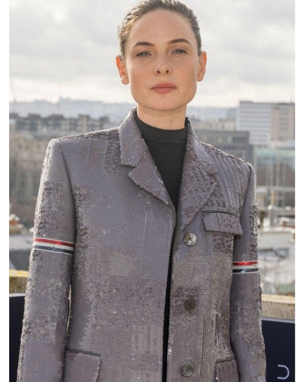 Dune Part Two 2024 Rebecca Ferguson Grey Sequin Coat