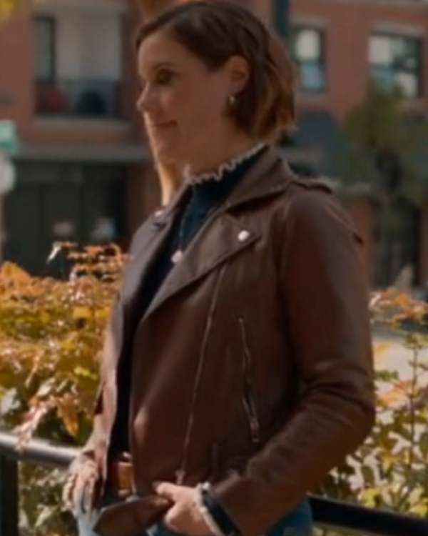 Falling Together 2024 Ashley Williams Brown Leather Jacket