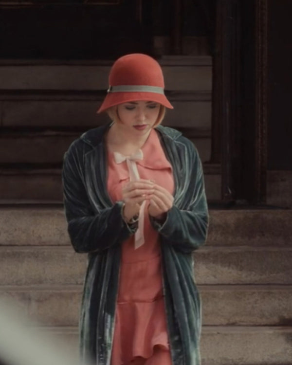 Girl Haunts Boy 2024 Peyton List Green Coat