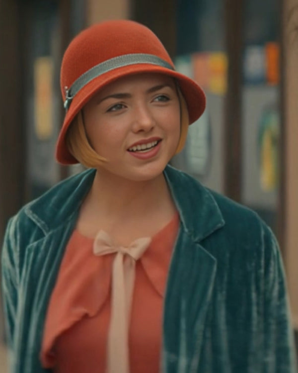 Girl Haunts Boy 2024 Peyton List Green Coat