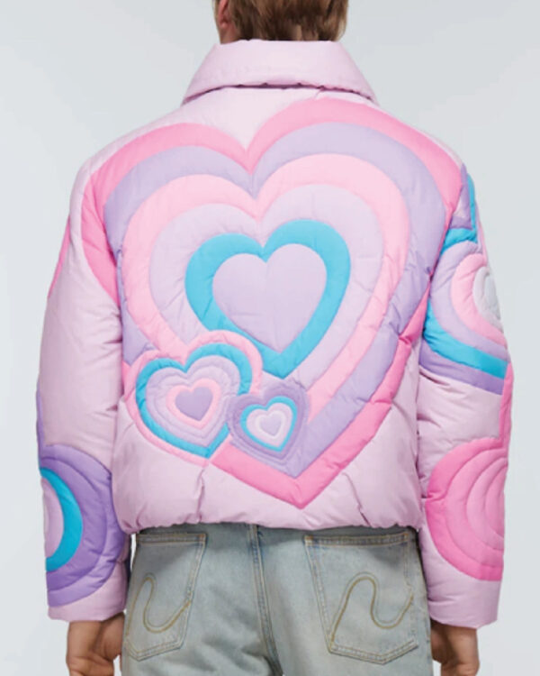 Hearts Patterned Puffer Jacket