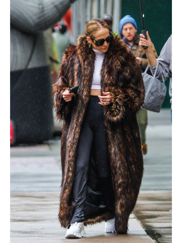 Jennifer Lopez NYC Fur Coat