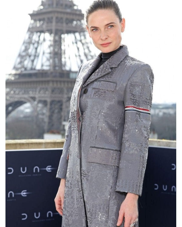 Dune Part Two 2024 Rebecca Ferguson Grey Sequin Coat