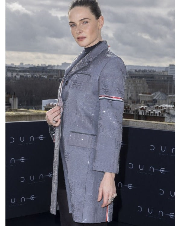 Dune Part Two 2024 Rebecca Ferguson Grey Sequin Coat