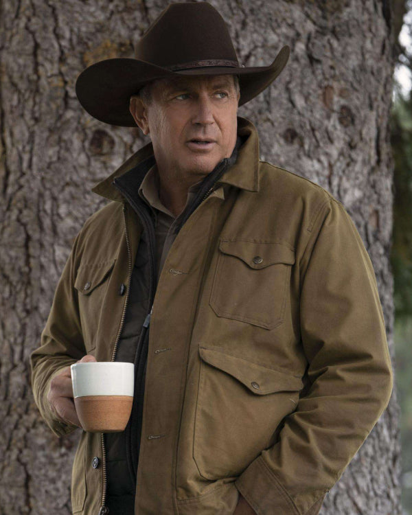 John Dutton Yellowstone Kevin Costner Brown Cotton Jacket