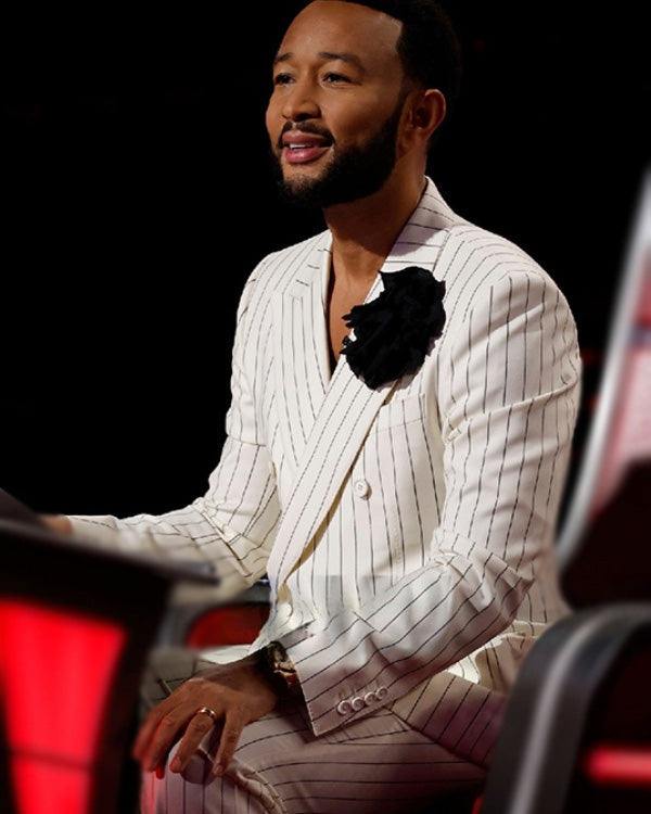 John Legend The Voice S25 Pinstripe Suit