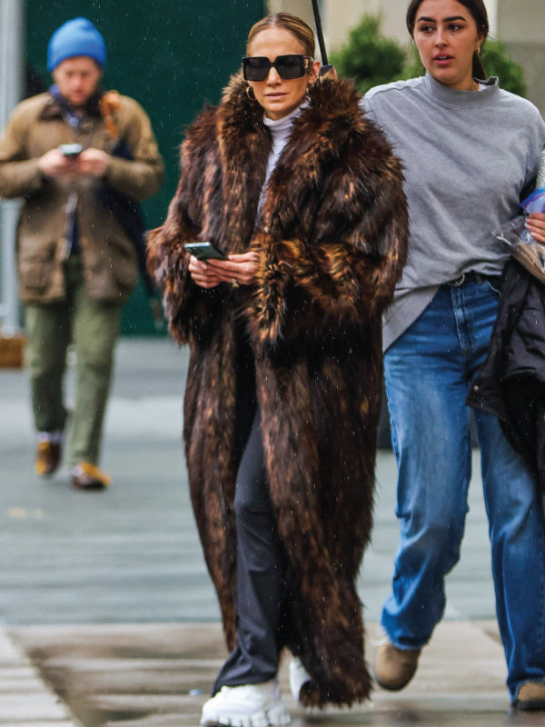 Jennifer Lopez NYC Fur Coat