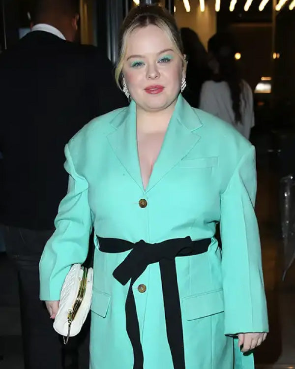 Nicola Coughlan In NY Sea Green Coat