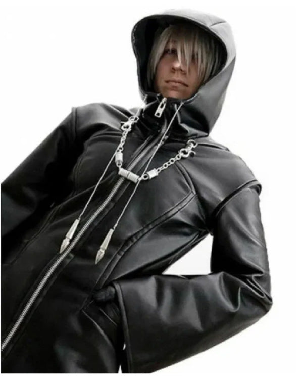 Organization XIII Kingdom Hearts Enigma Leather Hooded Coat