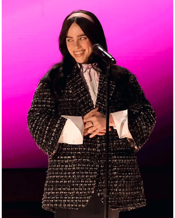 Oscar Award 2024 Billie Eilish Oversized Tweed Blazer