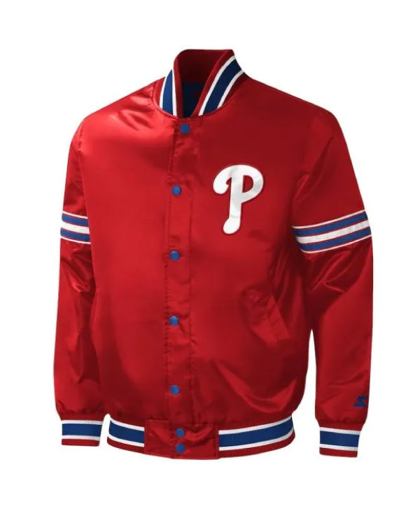 Philadelphia Phillies Midfield Red Satin Jacket
