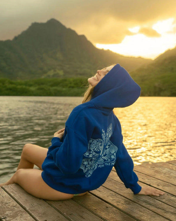 Pink Palm Puff Hawaii Hibiscus Oceanic Hoodie
