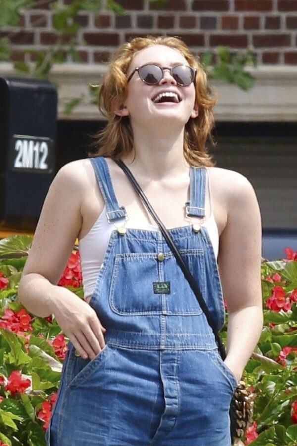 Sadie Sink Out In SoHo Blue Jumpsuit