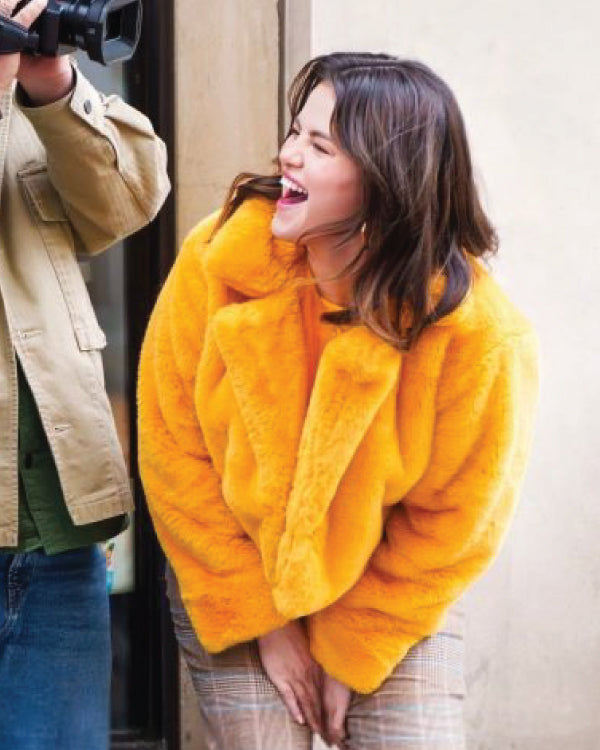 Selena Gomez 2024 NY Plush Crop Coat