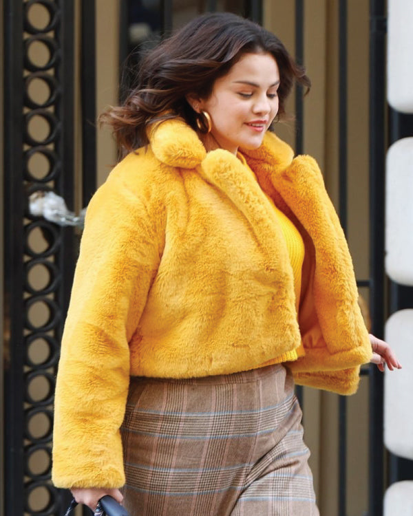 Selena Gomez 2024 NY Plush Crop Coat